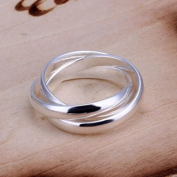 925 Sterling Silver Ring Layered Simple Minimalist Engagement Rings